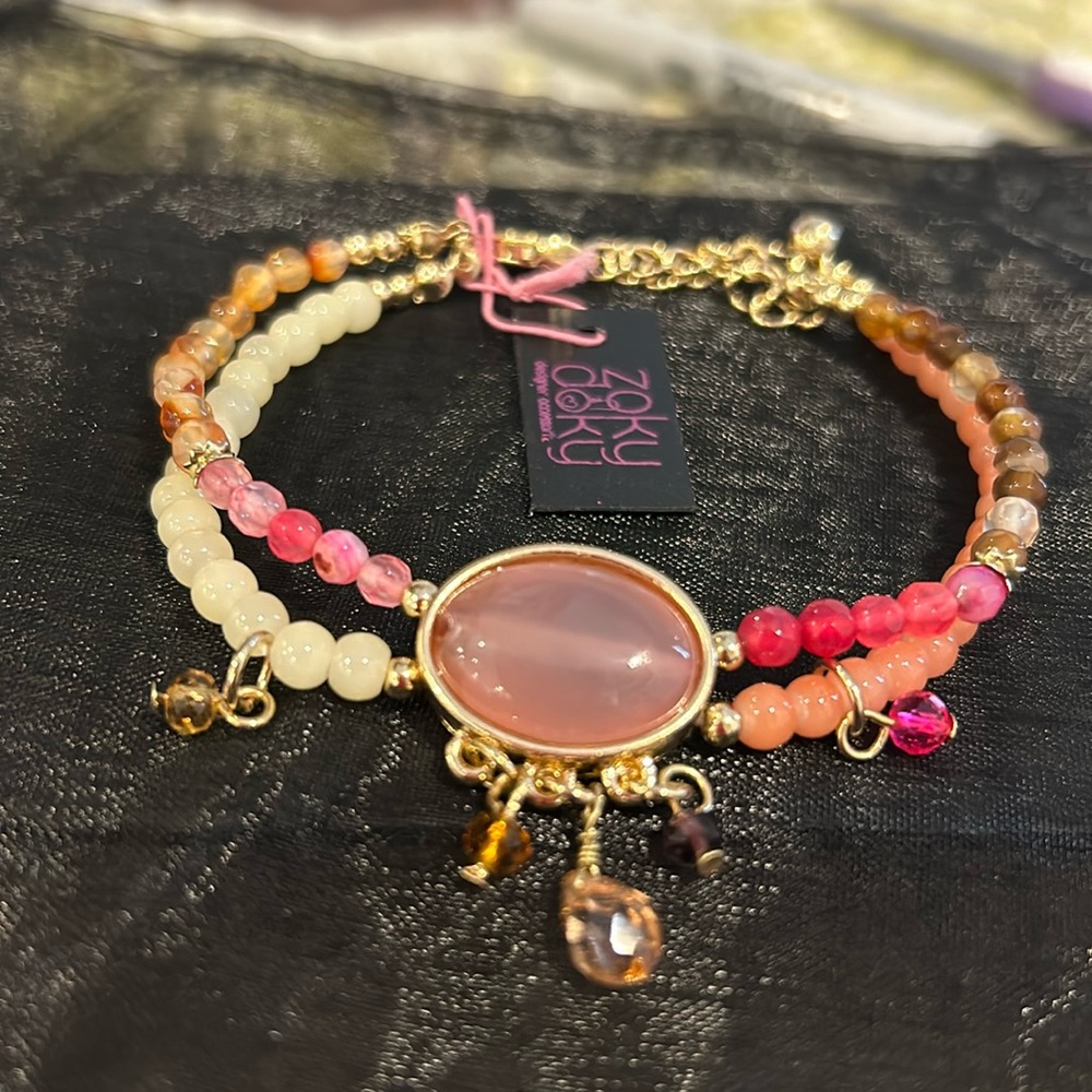 Semi Precious Beads and Crystal Bracelet-Boutique